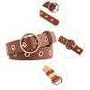 imageAllegra K Womens Grommet Belt Faux Leather Single Pin Buckle Punk Belts for Jeans PantsBlack  Camel