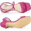 imageAllegra K Womens Kitten Heel Lace Up Suede Heel SandalsHot Pink