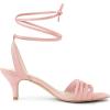 imageAllegra K Womens Kitten Heel Lace Up Suede Heel SandalsLight Pink