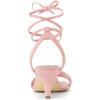 imageAllegra K Womens Kitten Heel Lace Up Suede Heel SandalsLight Pink