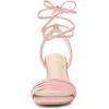 imageAllegra K Womens Kitten Heel Lace Up Suede Heel SandalsLight Pink