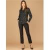 imageAllegra K Womens Metallic Patterned Blouse V Neck Long Sleeve Gilding Shiny Sparkly Dots TopBlack