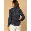 imageAllegra K Womens Metallic Patterned Blouse V Neck Long Sleeve Gilding Shiny Sparkly Dots TopDark Blue