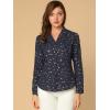 imageAllegra K Womens Metallic Patterned Blouse V Neck Long Sleeve Gilding Shiny Sparkly Dots TopDark Blue