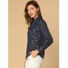 imageAllegra K Womens Metallic Patterned Blouse V Neck Long Sleeve Gilding Shiny Sparkly Dots TopDark Blue