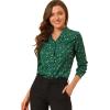 imageAllegra K Womens Metallic Patterned Blouse V Neck Long Sleeve Gilding Shiny Sparkly Dots TopDark Green