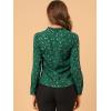 imageAllegra K Womens Metallic Patterned Blouse V Neck Long Sleeve Gilding Shiny Sparkly Dots TopDark Green