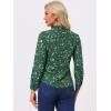 imageAllegra K Womens Metallic Patterned Blouse V Neck Long Sleeve Gilding Shiny Sparkly Dots TopGreenfloral
