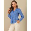 imageAllegra K Womens Metallic Patterned Blouse V Neck Long Sleeve Gilding Shiny Sparkly Dots TopGrey Blue