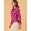 imageAllegra K Womens Metallic Patterned Blouse V Neck Long Sleeve Gilding Shiny Sparkly Dots TopHot Pink