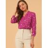 imageAllegra K Womens Metallic Patterned Blouse V Neck Long Sleeve Gilding Shiny Sparkly Dots TopHot Pink