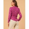 imageAllegra K Womens Metallic Patterned Blouse V Neck Long Sleeve Gilding Shiny Sparkly Dots TopHot Pink