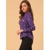 imageAllegra K Womens Metallic Patterned Blouse V Neck Long Sleeve Gilding Shiny Sparkly Dots TopPurple