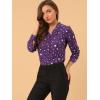 imageAllegra K Womens Metallic Patterned Blouse V Neck Long Sleeve Gilding Shiny Sparkly Dots TopPurple