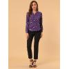 imageAllegra K Womens Metallic Patterned Blouse V Neck Long Sleeve Gilding Shiny Sparkly Dots TopPurple