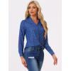 imageAllegra K Womens Metallic Patterned Blouse V Neck Long Sleeve Gilding Shiny Sparkly Dots TopRoyal Blueleaf