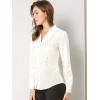 imageAllegra K Womens Metallic Patterned Blouse V Neck Long Sleeve Gilding Shiny Sparkly Dots TopWhite