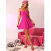 imageAllegra K Womens Sexy Strapless Party Dress Sweetheart Neck Sleeveless Summer Mini DressesHot Pink