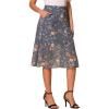 imageAllegra K Womens ALine Midi Skirt Floral Print Chiffon Vintage 2024 Summer SkirtsGray Blue