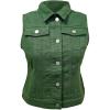 imageAllegra K Womens Buttoned Washed Denim Vest Jacket W Chest Flap PocketsDark Green