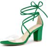 imageAllegra K Womens Clear Strap Block Heels Lace Up Heels SandalsGreen