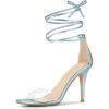 imageAllegra K Womens Clear Strap Stiletto Heel Lace Up Heels SandalsLight Blue