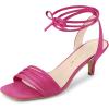 imageAllegra K Womens Kitten Heel Lace Up Suede Heel SandalsHot Pink