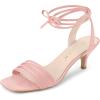 imageAllegra K Womens Kitten Heel Lace Up Suede Heel SandalsLight Pink