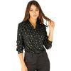 imageAllegra K Womens Metallic Patterned Blouse V Neck Long Sleeve Gilding Shiny Sparkly Dots TopBlack