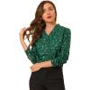 imageAllegra K Womens Metallic Patterned Blouse V Neck Long Sleeve Gilding Shiny Sparkly Dots TopDark Green