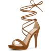 imageAllegra K Womens Platform Stiletto Heels Lace Up SandalsBrown