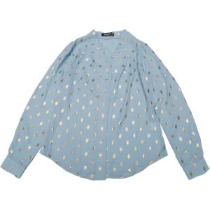 imageAllegra K Womens Metallic Patterned Blouse V Neck Long Sleeve Gilding Shiny Sparkly Dots TopSky Blue