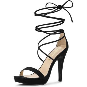 imageAllegra K Womens Platform Stiletto Heels Lace Up SandalsBlack
