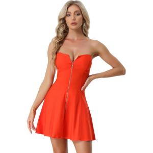 imageAllegra K Womens Sexy Strapless Party Dress Sweetheart Neck Sleeveless Summer Mini DressesOrange