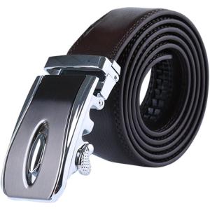 imageuxcell Mens Automatic Ratchet Leather Belt with Double Stitch Edge Wide 1 12 InchesDark Brown