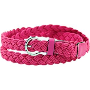 imageuxcell Women Skinny Braided Belt Adjustable Pin Buckle Weave CasualPink
