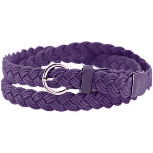 imageuxcell Women Skinny Braided Belt Adjustable Pin Buckle Weave CasualPurple