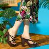imageAllegra K Womens Chunky Heel Strappy Platform Heels Slide SandalsBlack
