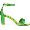 imageAllegra K Womens Glitter Ankle Strap Chunky Heeled SandalsBright Green