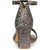 imageAllegra K Womens Glitter Ankle Strap Chunky Heeled SandalsColorful Silver