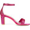 imageAllegra K Womens Glitter Ankle Strap Chunky Heeled SandalsHot Pink
