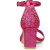 imageAllegra K Womens Glitter Ankle Strap Chunky Heeled SandalsHot Pink