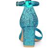 imageAllegra K Womens Glitter Ankle Strap Chunky Heeled SandalsLake Blue