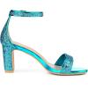 imageAllegra K Womens Glitter Ankle Strap Chunky Heeled SandalsLake Blue