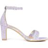 imageAllegra K Womens Glitter Ankle Strap Chunky Heeled SandalsLight Purple