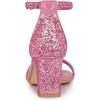 imageAllegra K Womens Glitter Ankle Strap Chunky Heeled SandalsPink