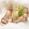 imageAllegra K Womens Glitter Ankle Strap Chunky Heeled SandalsRose Gold