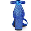 imageAllegra K Womens Glitter Ankle Strap Chunky Heeled SandalsRoyal Blue