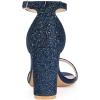 imageAllegra K Womens Glitter Ankle Strap Chunky Heels SandalsNavy Blue