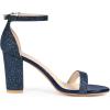 imageAllegra K Womens Glitter Ankle Strap Chunky Heels SandalsNavy Blue